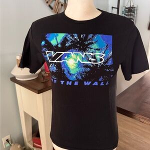 Boys Vans Black Tee with Blue and Green Graphic